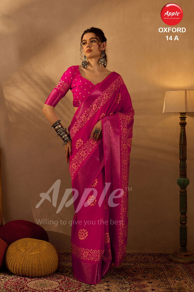 Oxford 14 By Apple Silk Blend Printed Party Wear Sarees Wholesale Price In Surat
